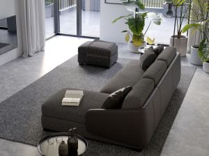 Двуспальный диван-кровать из ткани с полуостровом