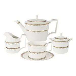 Сервиз чайный фарфоровый белый из 15 предметов, на 6 персон "Золотой замок" COLOMBO ЗОЛОТОЙ ЗАМОК 00-3946897 Белый