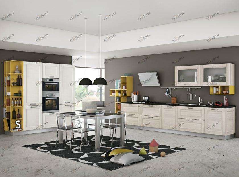 CREO Kitchens Линейная модульная кухня с ручками sun-id-1436521