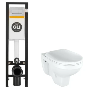 Комплект инсталляции Oli Quadra с унитазом тип ободка закрытый Rosa Рио