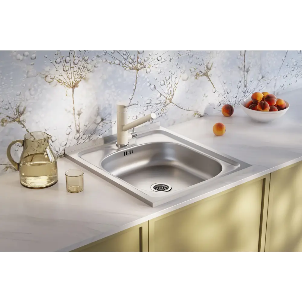 KROMRUS Orionis - квадратная накладная мойка для кухни 50×50 см 15745451 Мойка накладная STLM-0006295