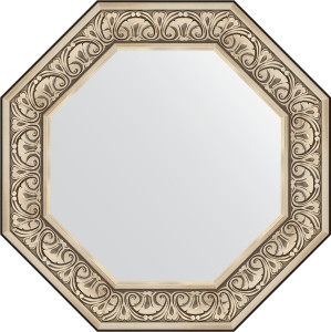 BY 3848 Зеркало в багетной раме - барокко серебро 106 mm EVOFORM Octagon