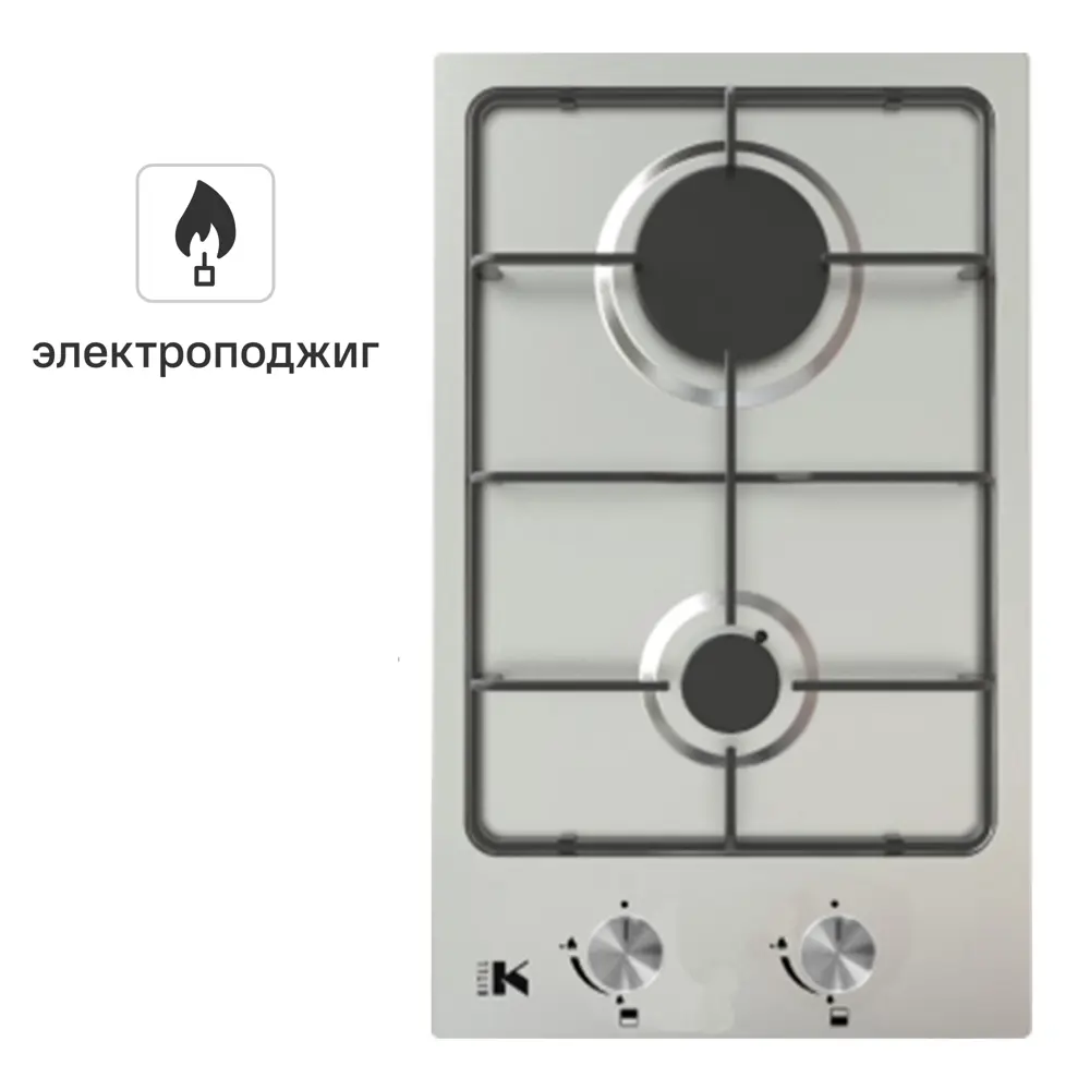Газовая варочная панель Kitll KGS 3001 INOX 30 см 2 конфорки цвет нержавеющая сталь STLM-2074800