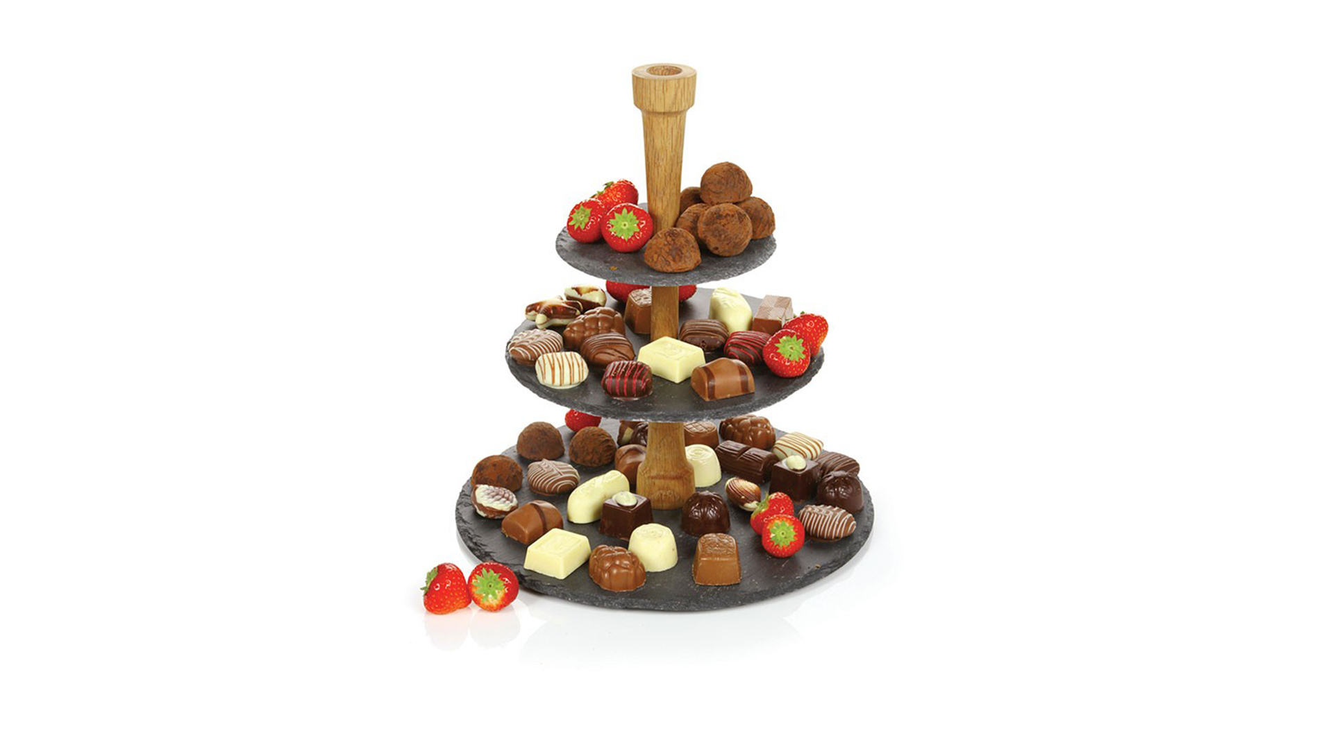 10599399 Boska Блюдо сервировочное трехъярусное Boska "Party" для сыра и закусок 30см, сланец, дуб, (черное) Сланец  - Вид №2