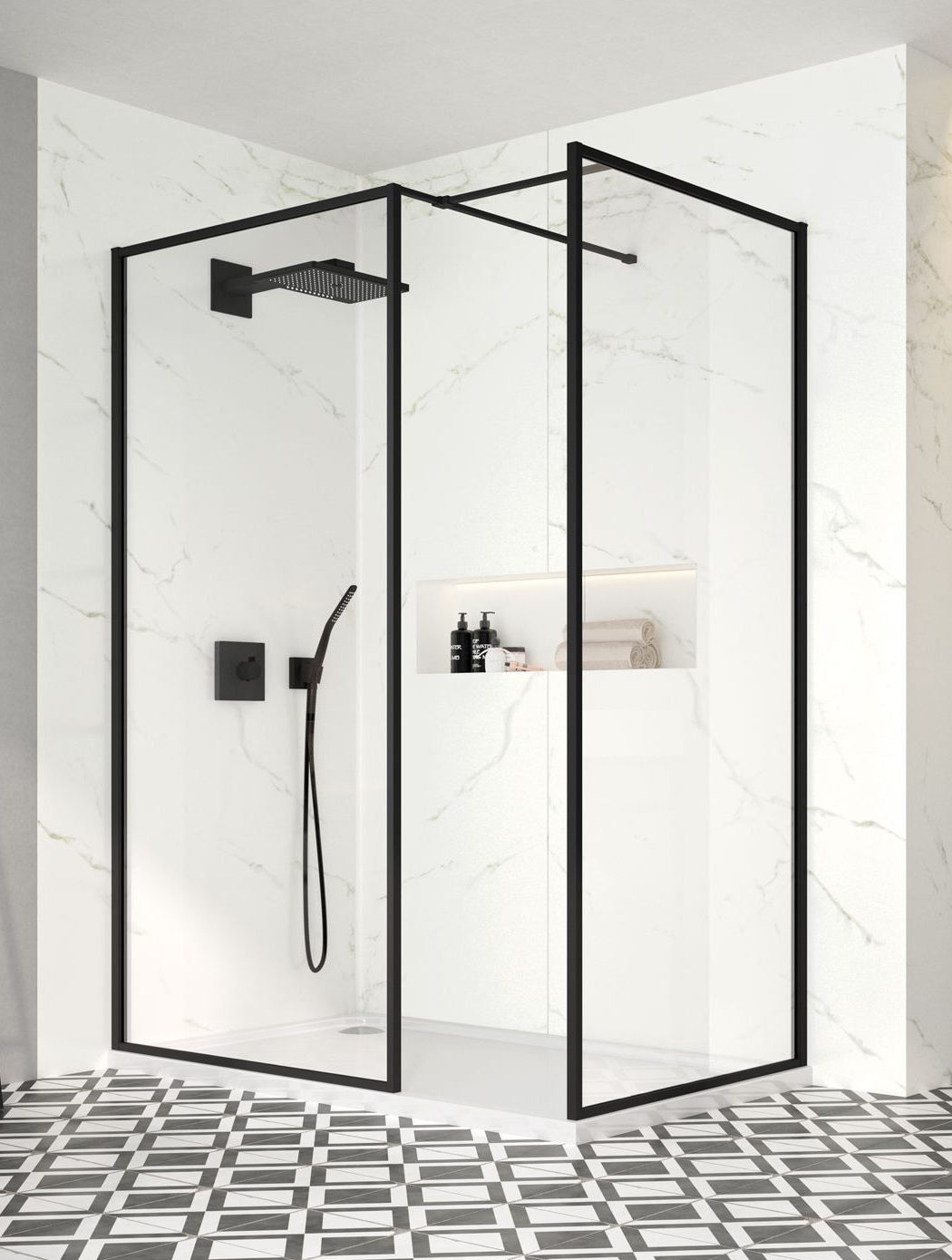 Душевая перегородка BLKFSW120 Merlyn Black Черный - Вид №1
