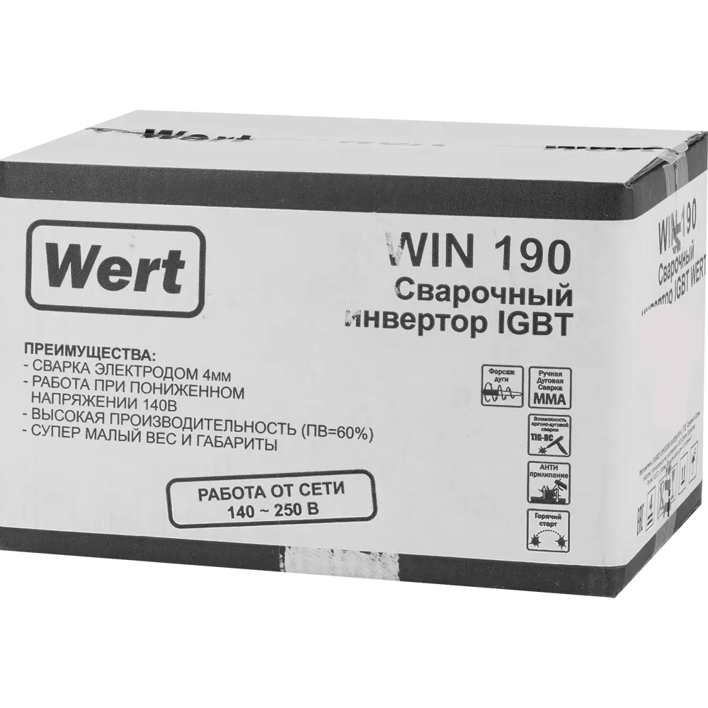 Сварочный аппарат инверторный Wert WIN 190 190 А до 4 мм с маской сварщика Elitech 100 STLM-2161364 - Вид №7