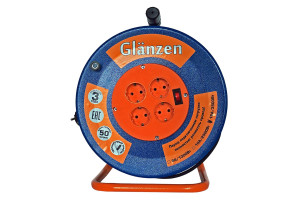 15278109 Силовой удлинитель на металлической катушке EB-50-009 GLANZEN