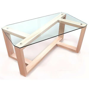 Журнальный столик стеклянный на каркасе береза 100 см "Палли-1" GRAUM  304084 Прозрачный;бежевый