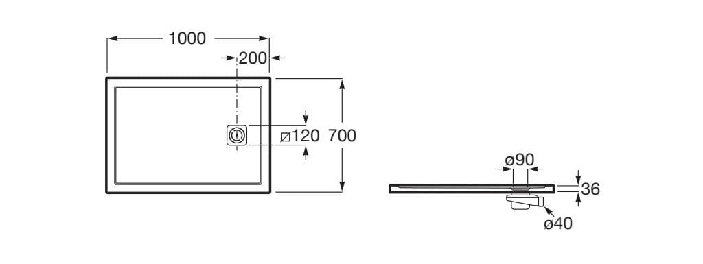Прямоугольный сверхплоский поддон для душа Stonex® Roca Terran-N ARCH-00077149 - Вид №7