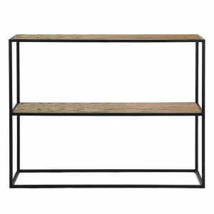 Консоль черная с деревянной столешницей и полкой темный дуб Rash black INTELLIGENT DESIGN  261010 Коричневый;черный