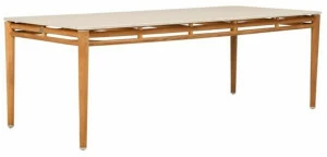 JANUS et Cie Прямоугольный обеденный стол из тика и травертина Konos