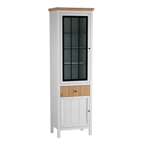 91290924 Шкаф-витрина Дом мебели из сосны 61x201x44 см массив сосны цвет белый STLM-1508978