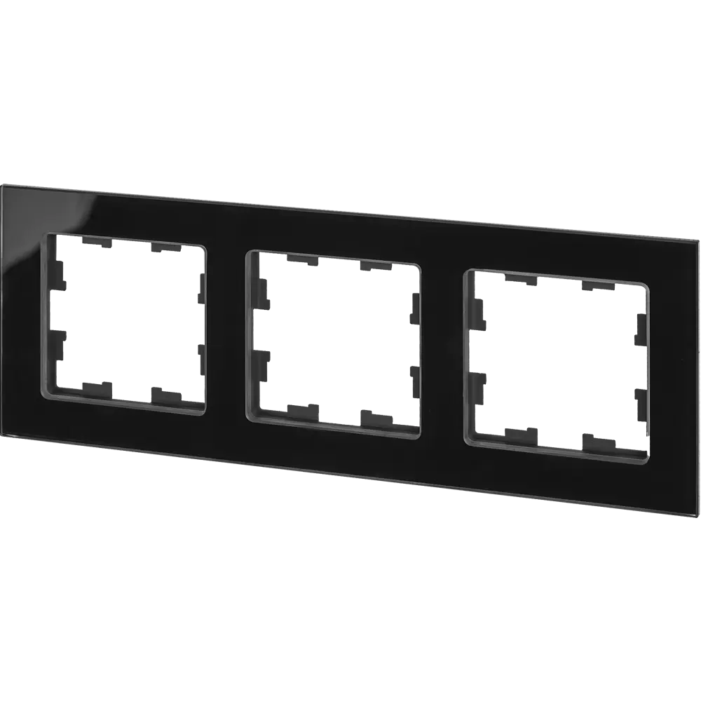 Рамка IEK Brite для розеток и выключателей - 3 поста, черное стекло 87761307 STLM-1102758 - Вид №2