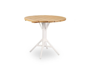 Круглый стол из алюминия и дерева со спицами