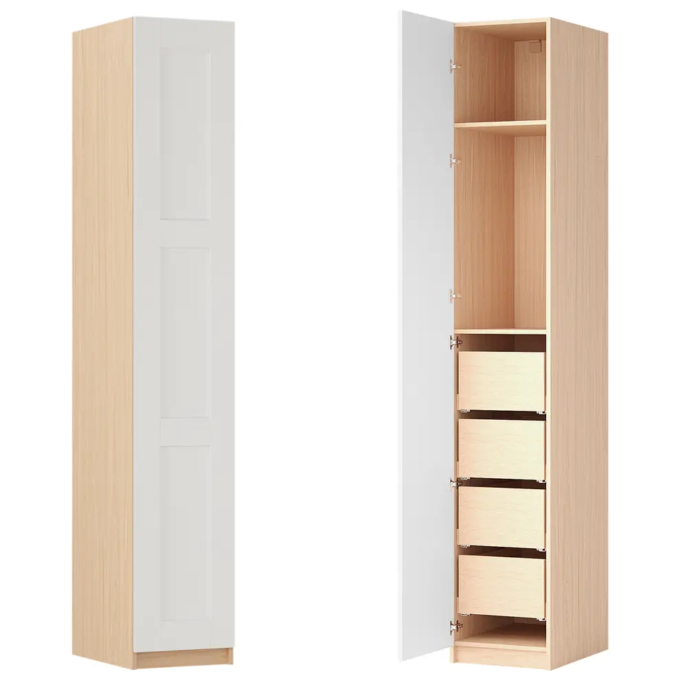 Шкаф распашной Реймс белый с  2 полками и 4 ящиками 40х232,2х54,5 ЛДСП каркас дуб комано Santreyd Лион STLM-2035423 - Вид №2