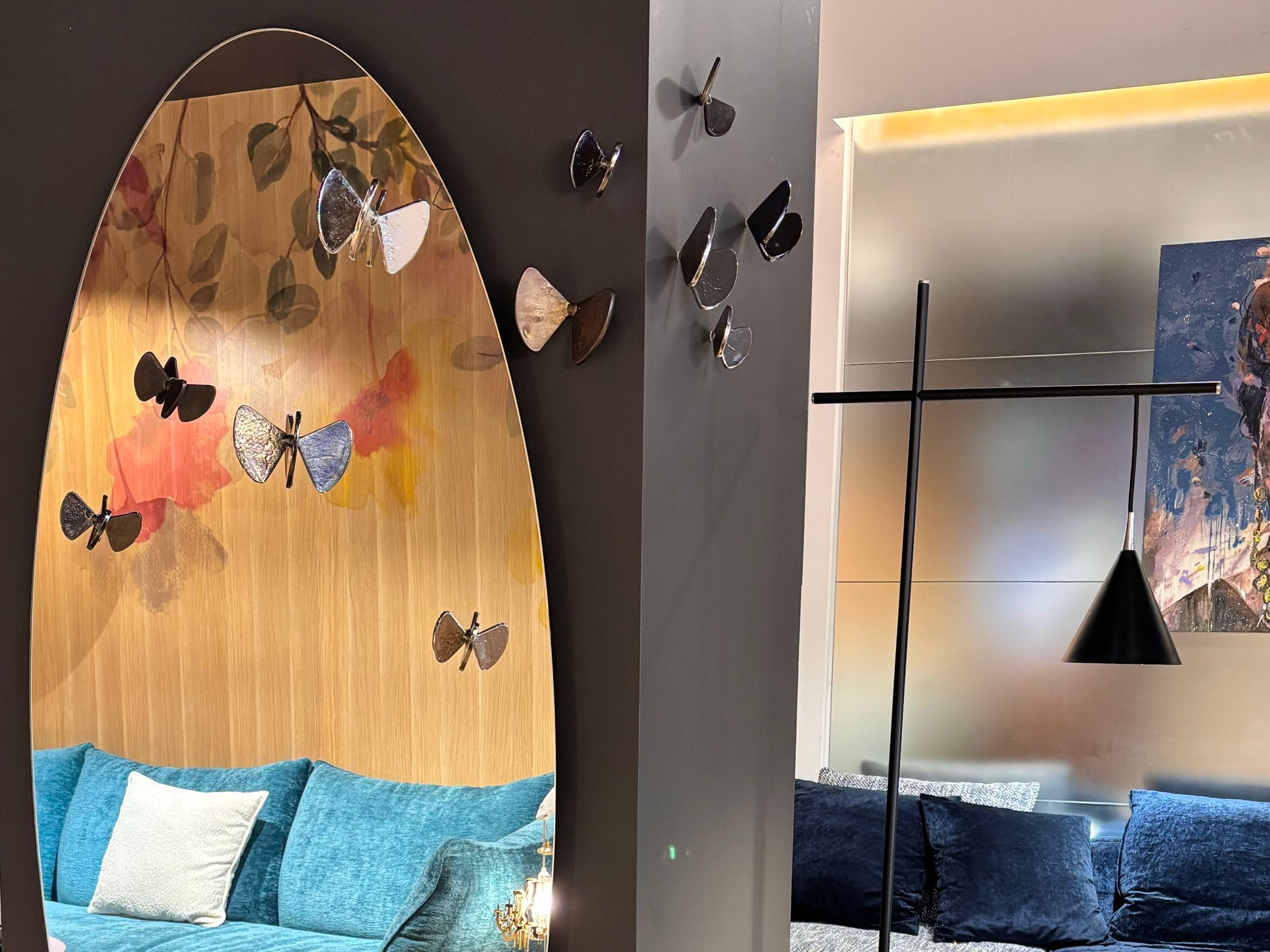 Овальное настенное зеркало с 5 бабочками вешалка для одежды In Stock Mogg ARCH-00025219 - Вид №1