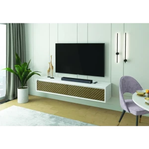91769088 Тумба под телевизор Мебельнов Рим elite 00354/00356 170x30x40 см лдсп цвет белый, дуб натуральный STLM-1078192