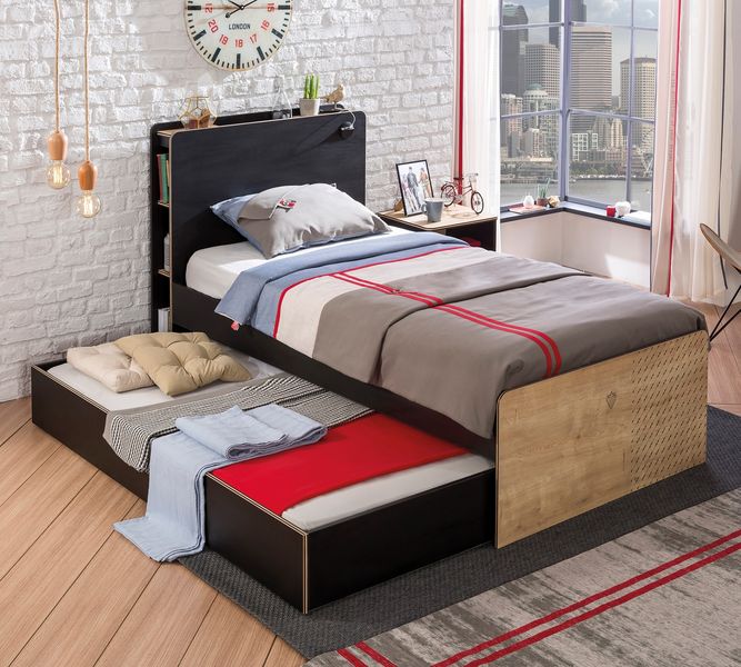 Кровать выдвижная детская 90х190 см черная Black CILEK BLACK 00-3832109 Черный Santreyd - Вид №1