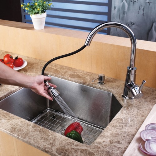 KHU121-23-KPF2220CH-KSD33CH Накладная раковина на столешницу  прямоугольная Krausru  - Вид №4