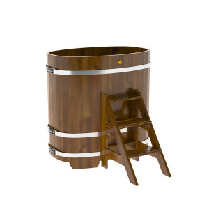 2261 Купель овальная из лиственницы Рустик 0,76х1,16х1,2 морёная Alyarus