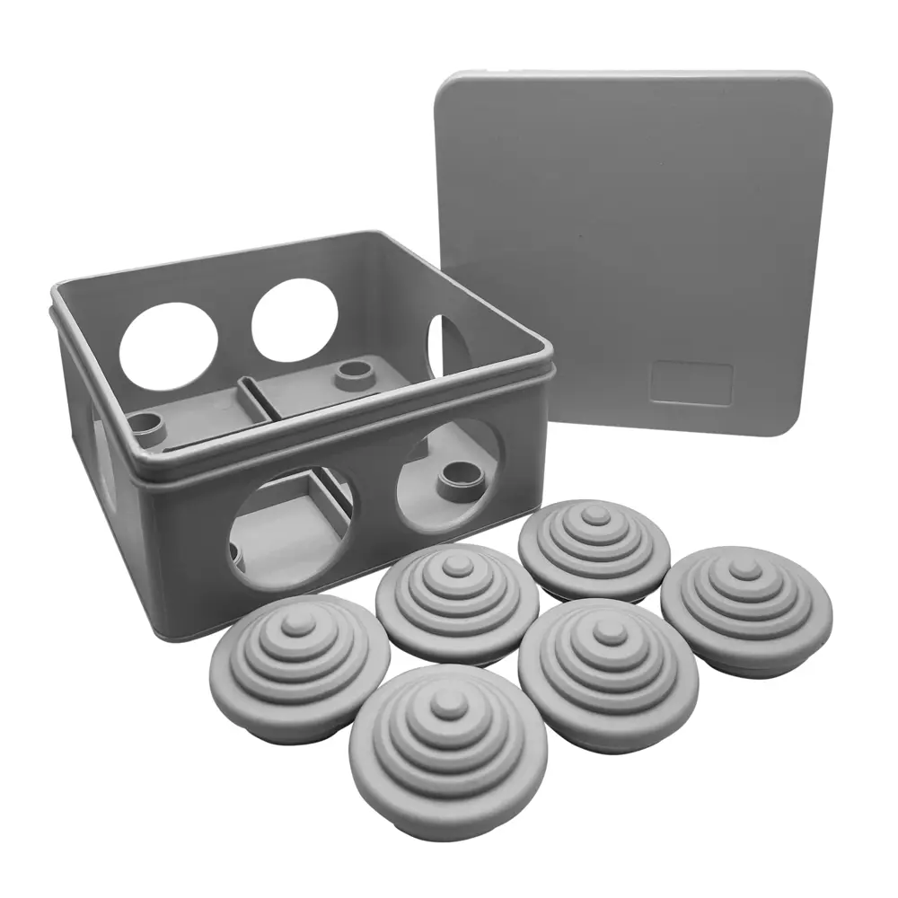 Распределительная коробка открытая Lexman D 70x70x40 мм 6 вводов IP55 цвет серый STLM-2156254 - Вид №3