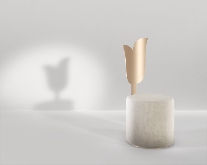 Secolo Lily Мягкий пуф со спинкой Лилия из сатинированной стали 