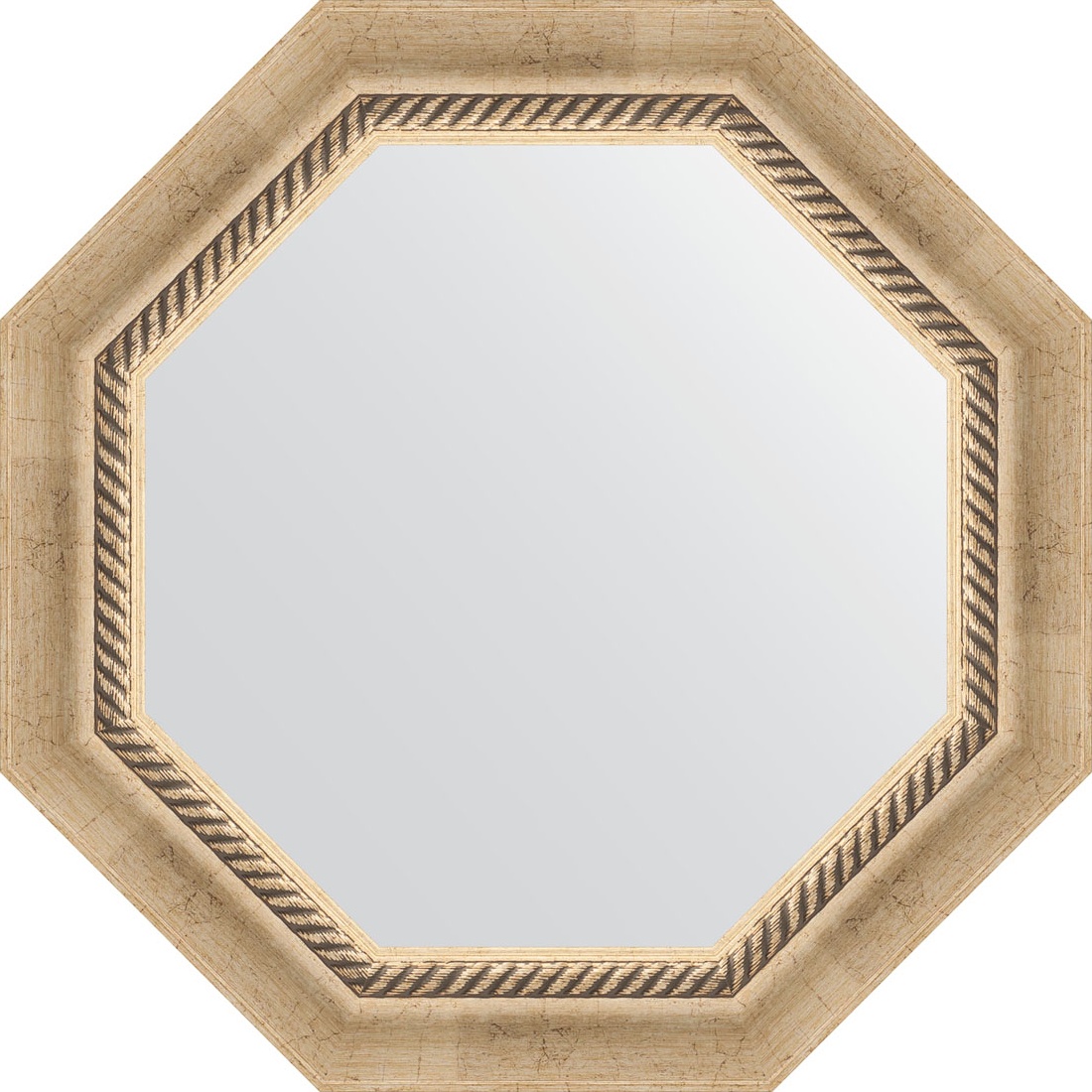 BY 3754 Зеркало в багетной раме - состаренное серебро с плетением 70 mm EVOFORM Octagon