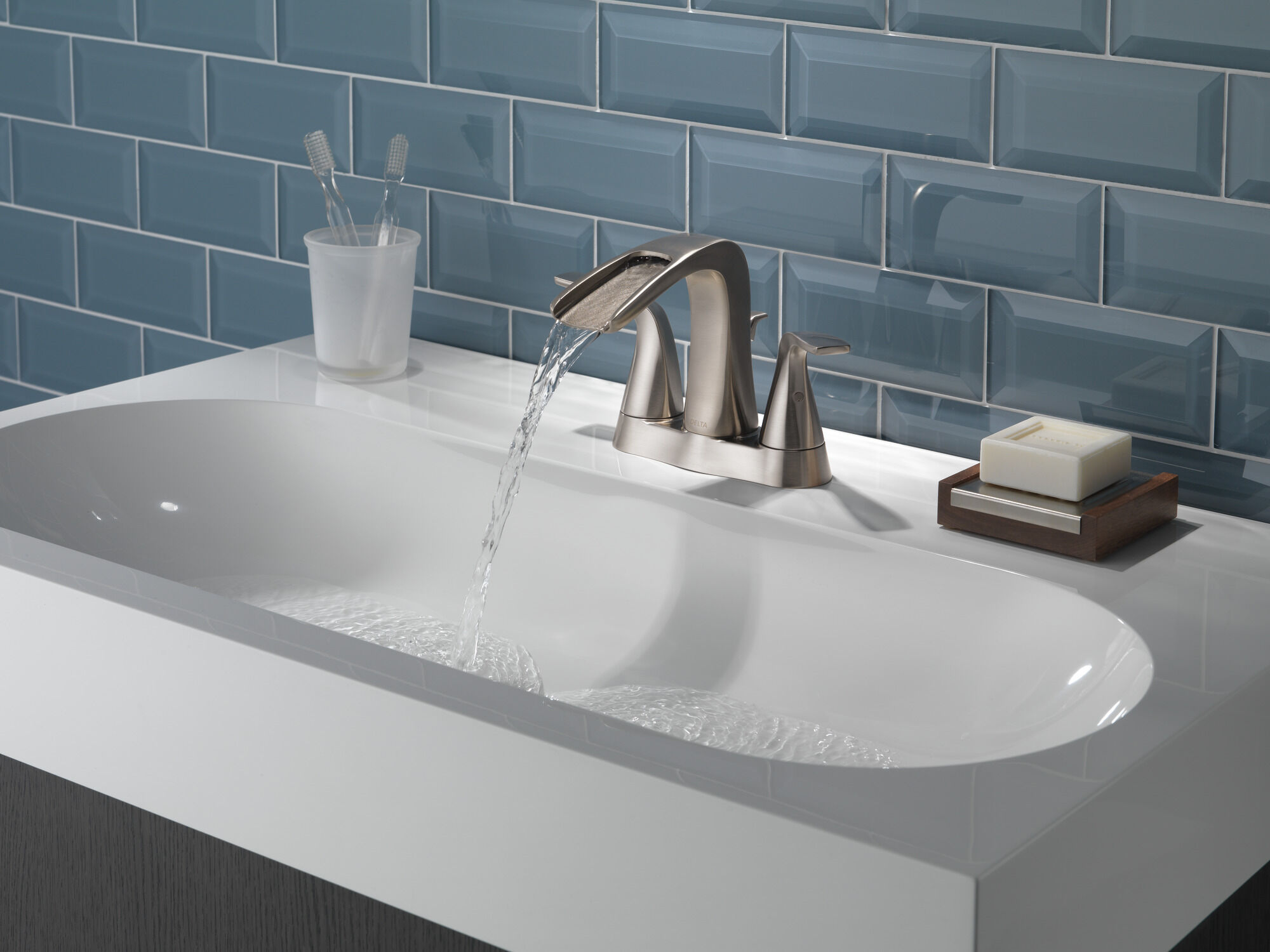 25724LF-SS-ECO Смеситель для ванной комнаты с двумя ручками Delta Faucet Tolva Нержавеющая сталь  - Вид №4