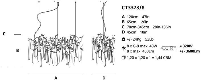 Serip Подвесной светильник из бронзы ручной работы Aqua Ct3373/8 - Вид №1