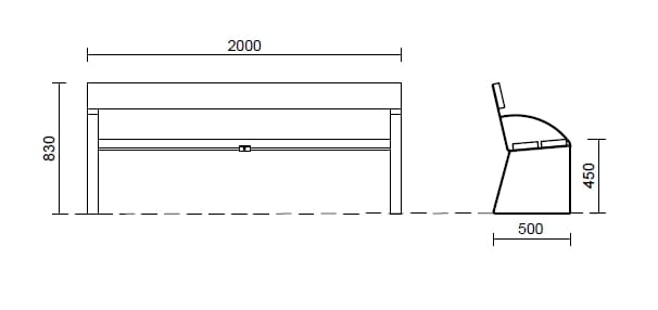 Деревянная скамья со спинкой Studio Città TECNO ARCH-00022430 - Вид №3