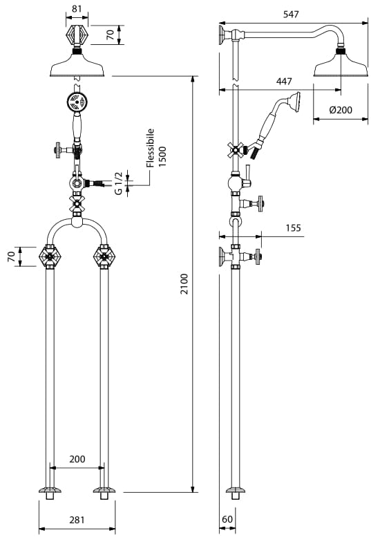 Напольная душевая колонна с ручным душем Park Avenue Crowe ARCH-00138430 - Вид №2