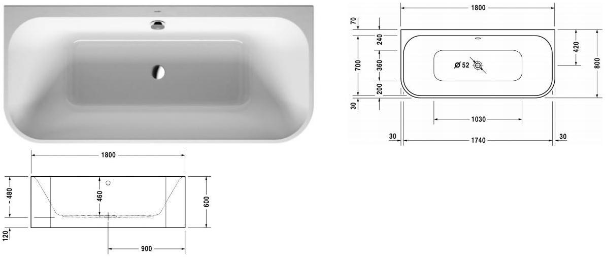 Duravit Акриловая ванна Happy d.2 sun-id-1430315 - Вид №1
