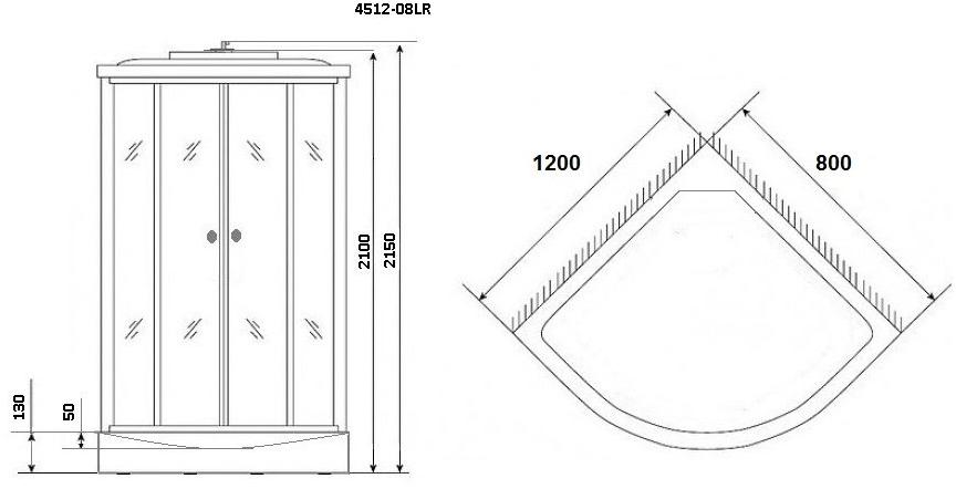 Душевая кабина NG- 4512-08R BLACK(1200х800х2150) низкий поддон(13см) стекло МОЗАИКА Niagara ECO 4512R - Вид №2