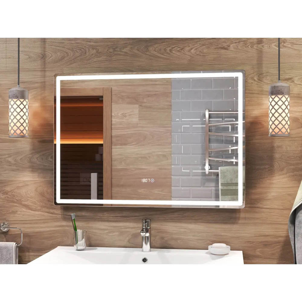 Зеркало для ванной Vigo Level Comfort 100x70 см с подсветкой и часами STLM-2015075 - Вид №1