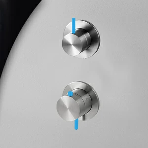 Термостат для душа матовая сталь с синей ручкой Toki Radomonte TER52SCIL16