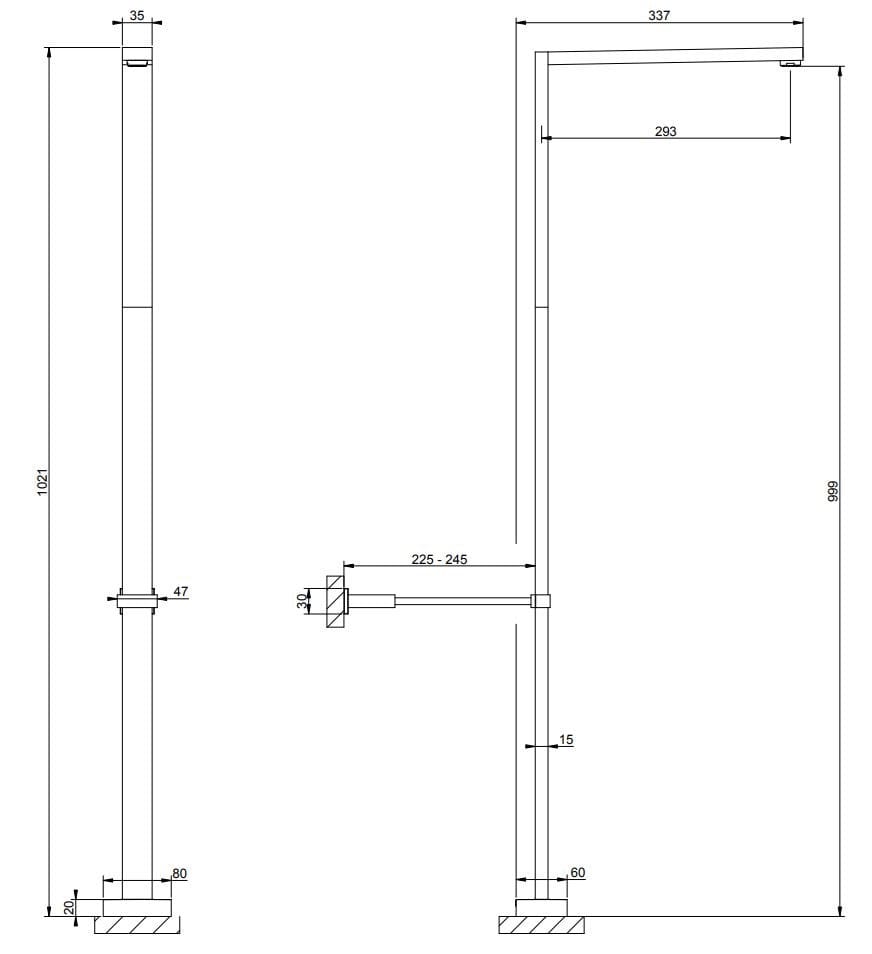Латунный напольный смеситель для раковины Gessi прямоугольник ARCH-00141548 - Вид №2