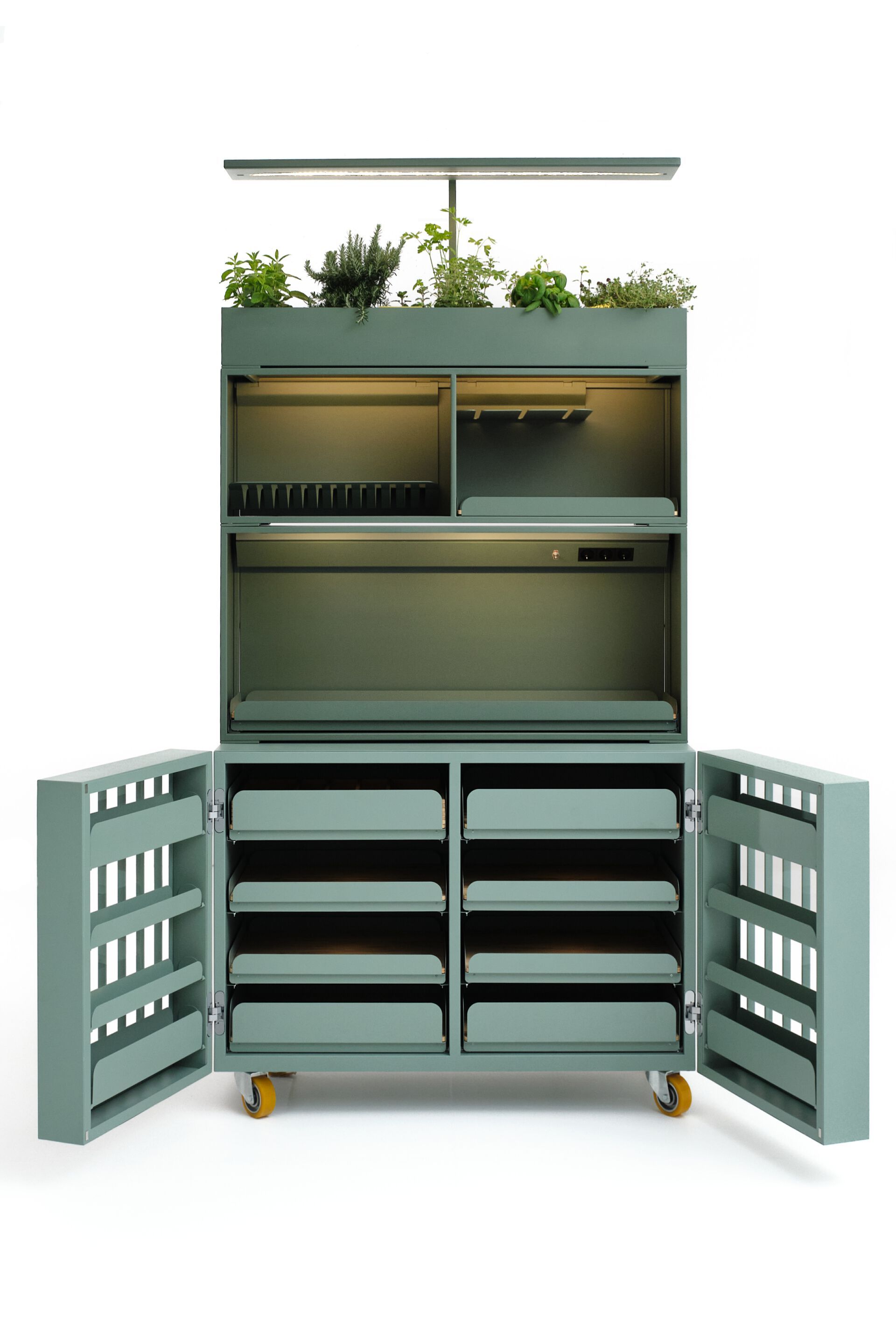 Модульный шкаф из окрашенной стали и оливкового дерева Officine Tamborrino MEMÈ ARCH-00114854 - Вид №1