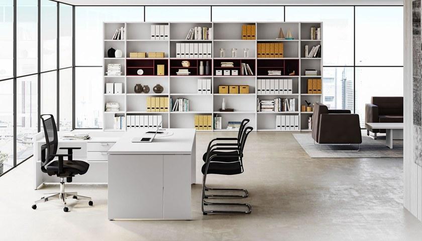 Las Mobili Офисный угловой стол в современном стиле со встроенной полкой Delta evo sun-id-1403928 - Вид №5