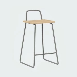 Барный стул с деревянным сиденьем темно-серый Bauhaus WOODI  00-3966242 Серый
