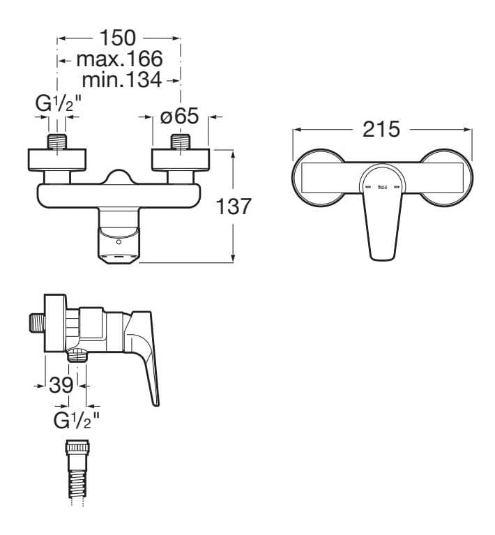 Открытый однорычажный смеситель для душа с полкой Roca Atlas ARCH-00030079 - Вид №2
