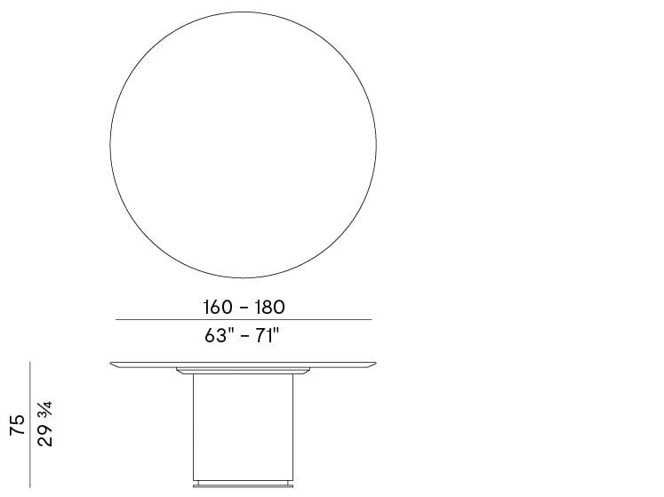 Круглый деревянный стол с мраморной столешницей Potocco Otab ARCH-00117532 - Вид №3