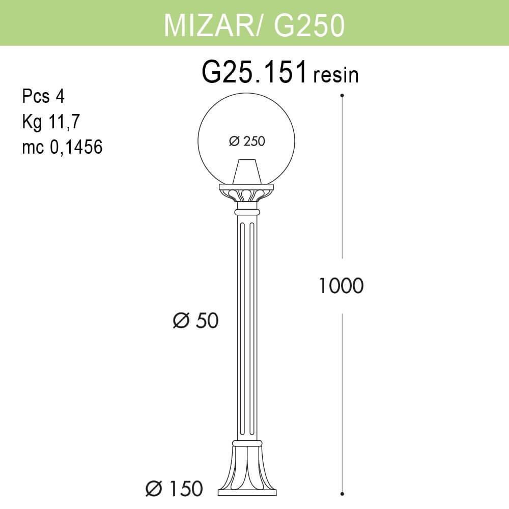 Уличный светильник Fumagalli Mizarr/G250 G25.151.000.AXE27 FUMAGALLI ФОНАРЬ 273201 Черный  - Вид №1