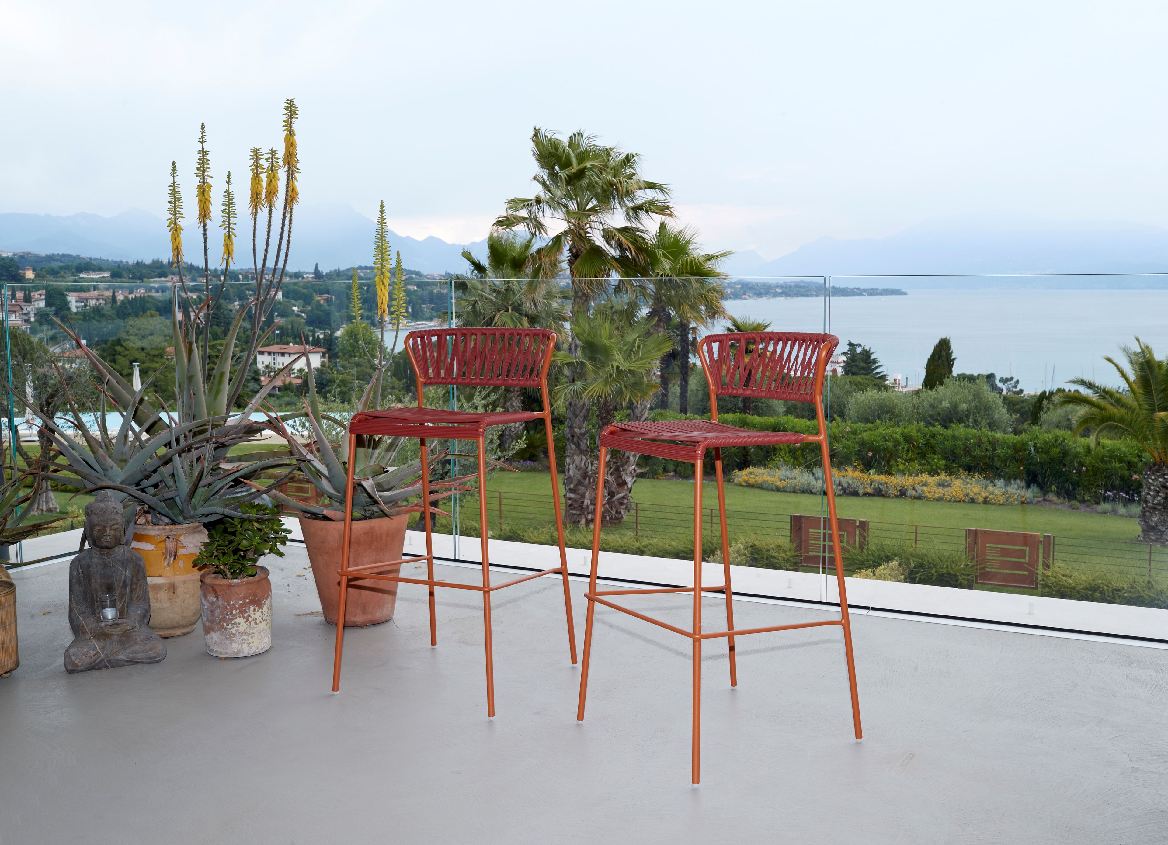 Открытый стул из нержавеющей стали и плетеной проволоки из ПВХ S-CAB Лиза ARCH-00146456 - Вид №4