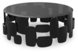 BRABBU Круглый лакированный журнальный столик со стеклянной столешницей