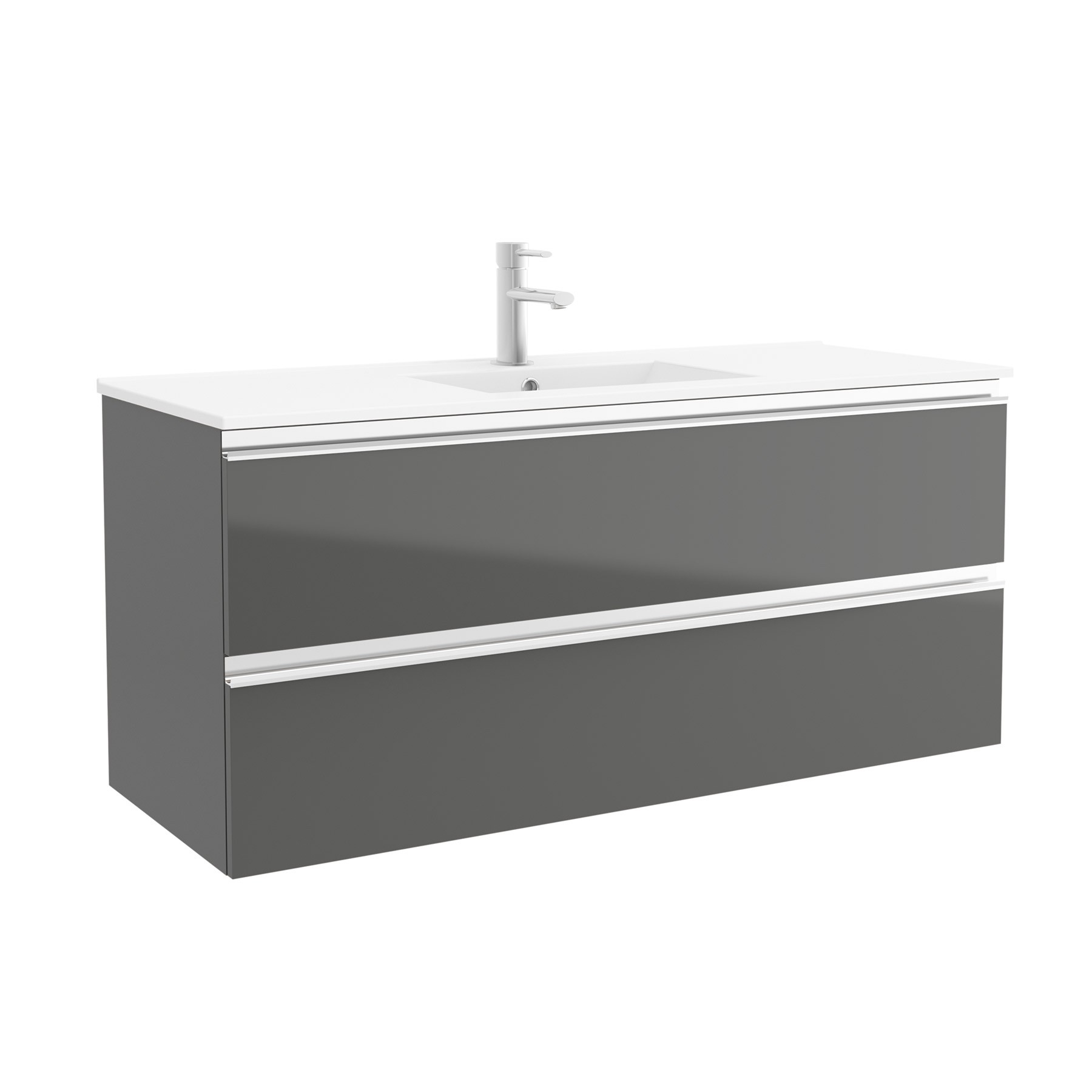 23891 SALGAR Мебель для умывальника SPIRIT 1200 2 металлических ящика GLOSS GREY 1194 x 540 x 450 мм Глянцевый серый - Вид №1