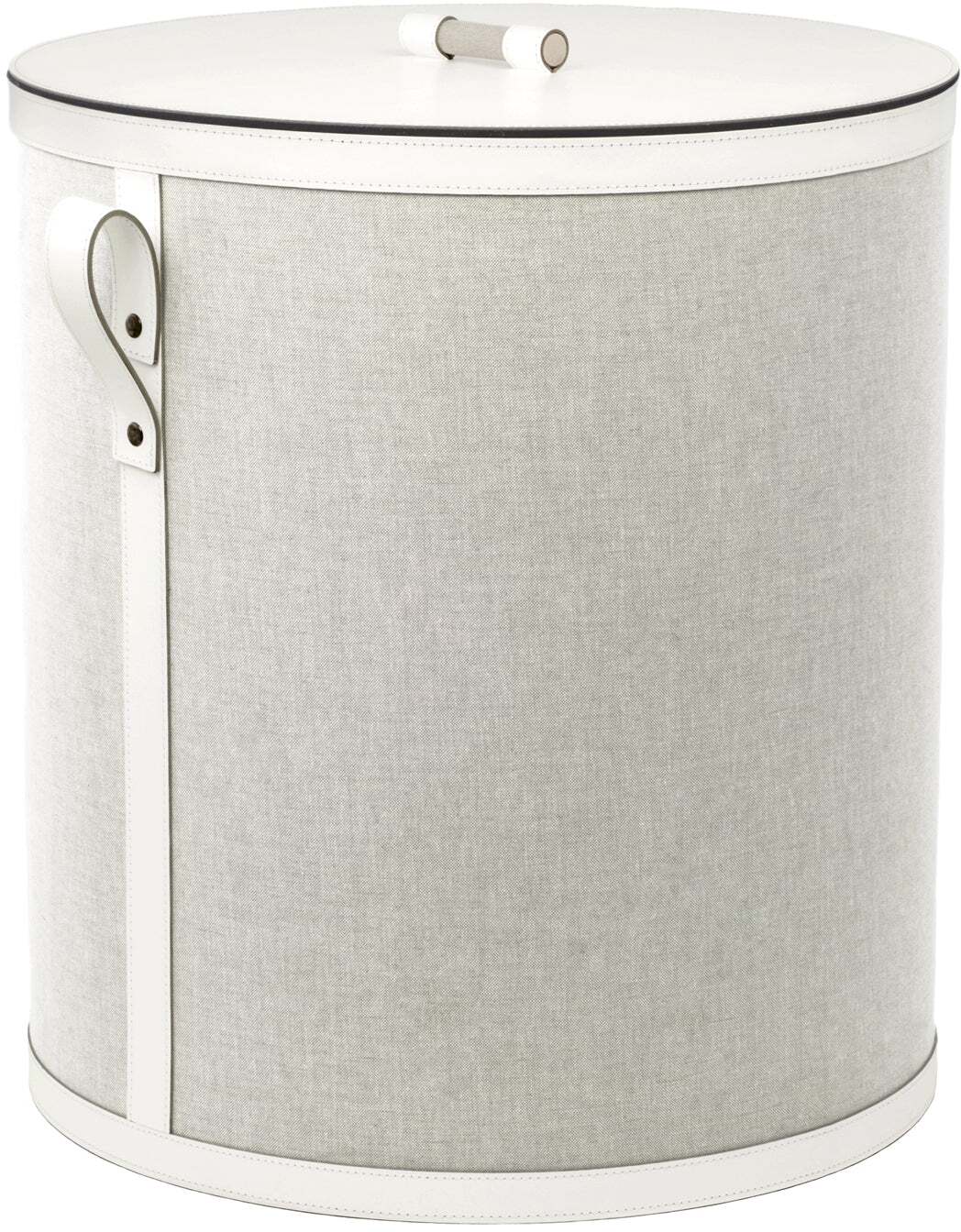 Короткая круглая корзина Penelope - Ø 45XH50 см / регенерированная кожа_светло-серый