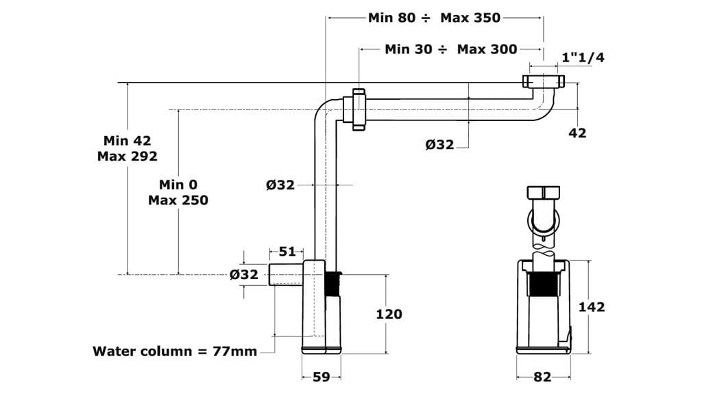 Полипропиленовый сифон для умывальника и биде Bonomini фрески ARCH-00153366 - Вид №7