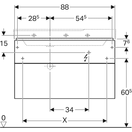 500.515.00.1 Шкафчик для раковины Geberit Xeno² с полкой, с двумя выдвижными ящиками Geberit  - Вид №3
