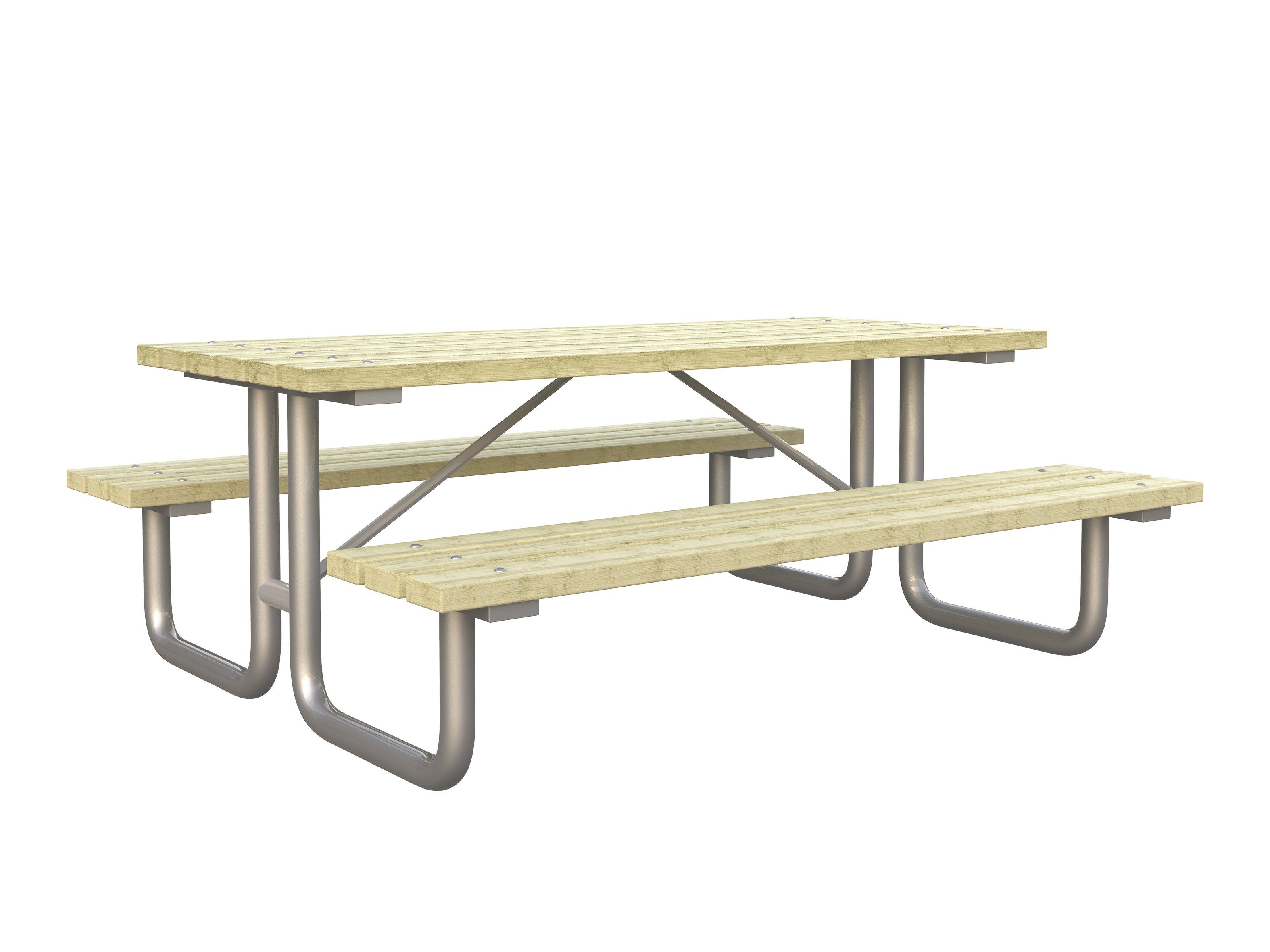 Прямоугольный стол для пикника из сосны со встроенными скамейками Lazzari FAMILY ARCH-00118498 - Вид №1