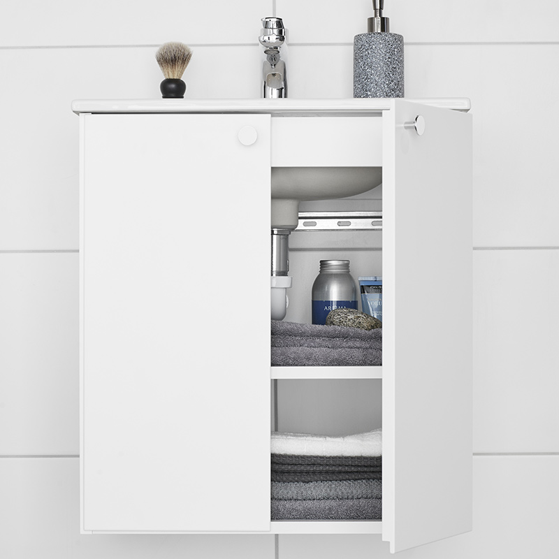 20071230 Afton Шкаф Для Умывальника 500 Белый, Мягко Закрываемые Двери Westerbergs Белый  - Вид №3